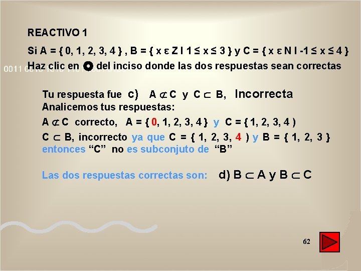 REACTIVO 1 Si A = { 0, 1, 2, 3, 4 } , B REACTIVO 1 Si A = { 0, 1, 2, 3, 4 } , B