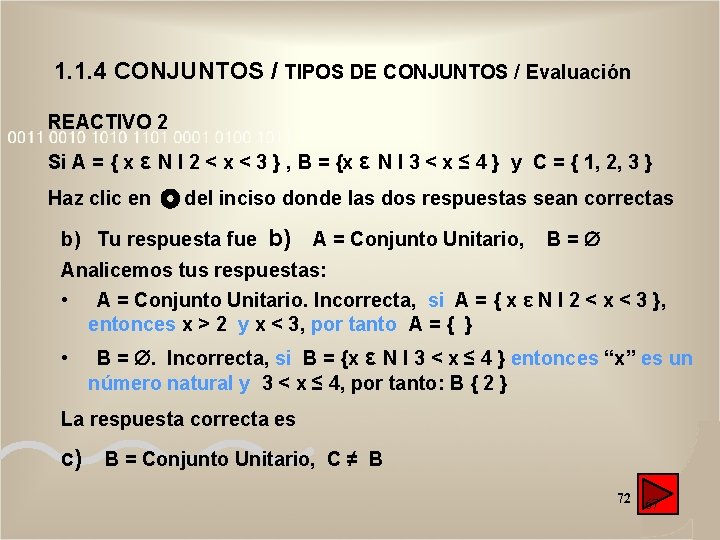 1. 1. 4 CONJUNTOS / TIPOS DE CONJUNTOS / Evaluación REACTIVO 2 Si A 1. 1. 4 CONJUNTOS / TIPOS DE CONJUNTOS / Evaluación REACTIVO 2 Si A