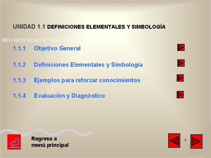 UNIDAD 1. 1 DEFINICIONES ELEMENTALES Y SIMBOLOGÍA 1. 1. 1 Objetivo General 1. 1. UNIDAD 1. 1 DEFINICIONES ELEMENTALES Y SIMBOLOGÍA 1. 1. 1 Objetivo General 1. 1.