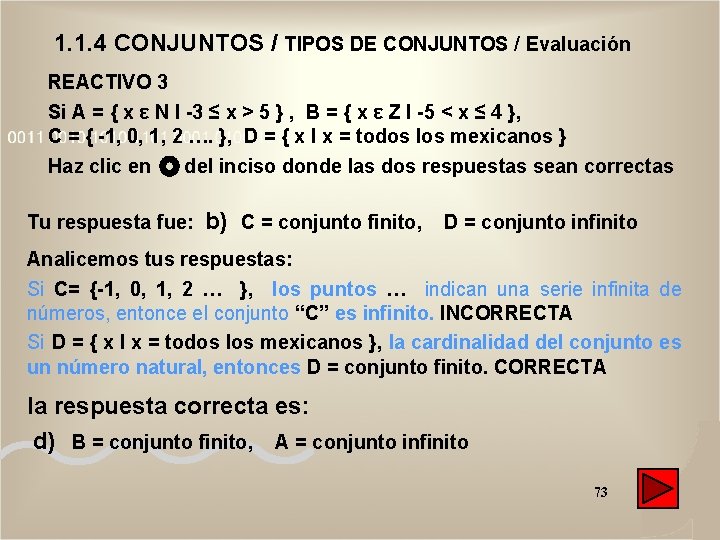 1. 1. 4 CONJUNTOS / TIPOS DE CONJUNTOS / Evaluación REACTIVO 3 Si A 1. 1. 4 CONJUNTOS / TIPOS DE CONJUNTOS / Evaluación REACTIVO 3 Si A