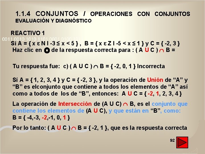 1. 1. 4 CONJUNTOS / OPERACIONES CONJUNTOS EVALUACIÓN Y DIAGNÓSTICO REACTIVO 1 Si A 1. 1. 4 CONJUNTOS / OPERACIONES CONJUNTOS EVALUACIÓN Y DIAGNÓSTICO REACTIVO 1 Si A