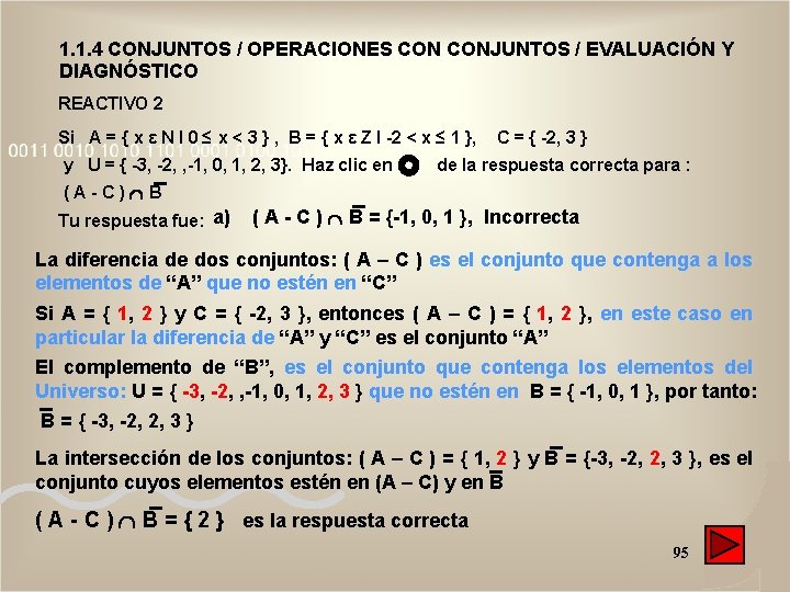 1. 1. 4 CONJUNTOS / OPERACIONES CONJUNTOS / EVALUACIÓN Y DIAGNÓSTICO REACTIVO 2 Si 1. 1. 4 CONJUNTOS / OPERACIONES CONJUNTOS / EVALUACIÓN Y DIAGNÓSTICO REACTIVO 2 Si