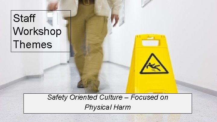 Staff Workshop Themes Safety Oriented Culture – Focused on Physical Harm 