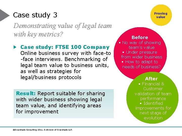 Case study 3 Demonstrating value of legal team with key metrics? Case study: FTSE