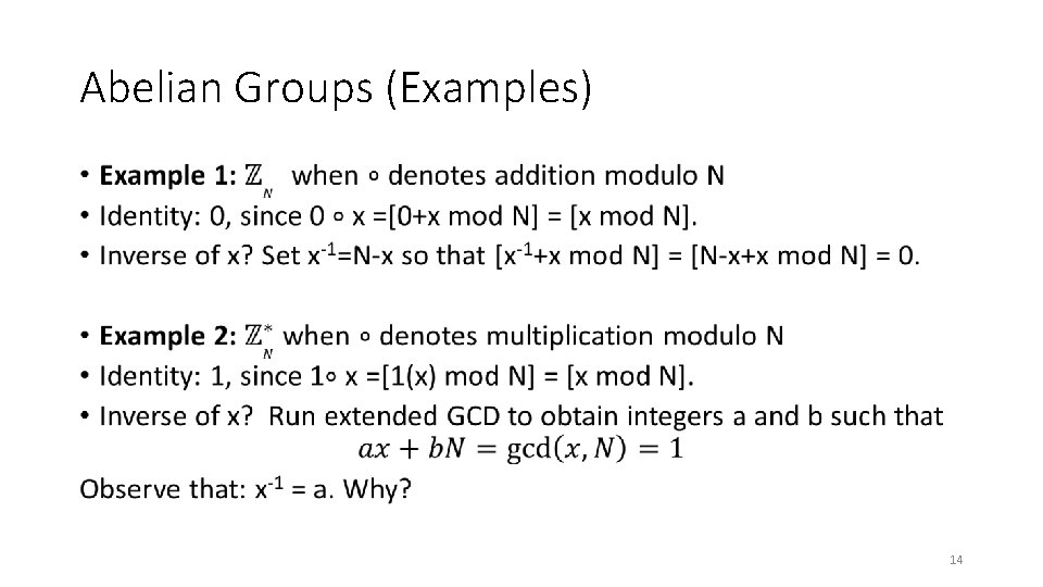 Abelian Groups (Examples) • 14 