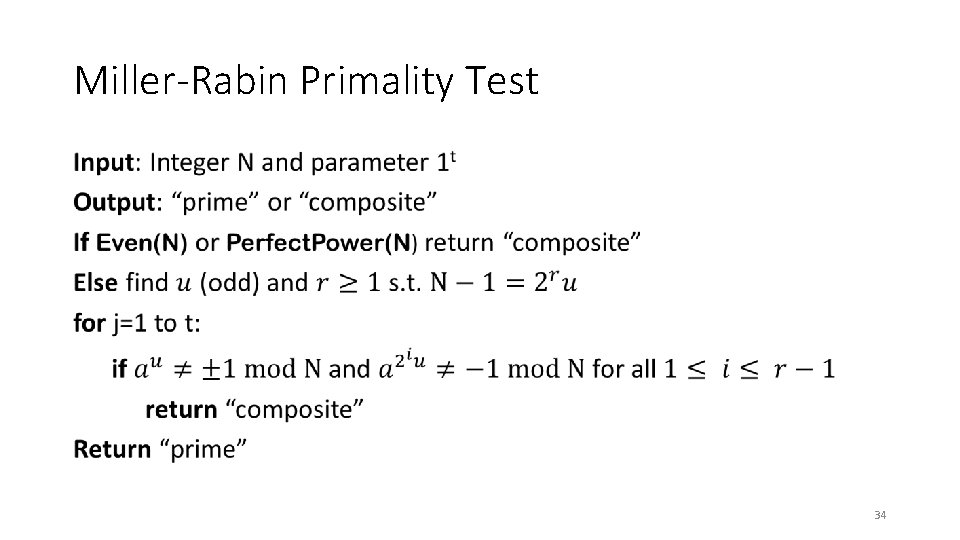 Miller-Rabin Primality Test • 34 