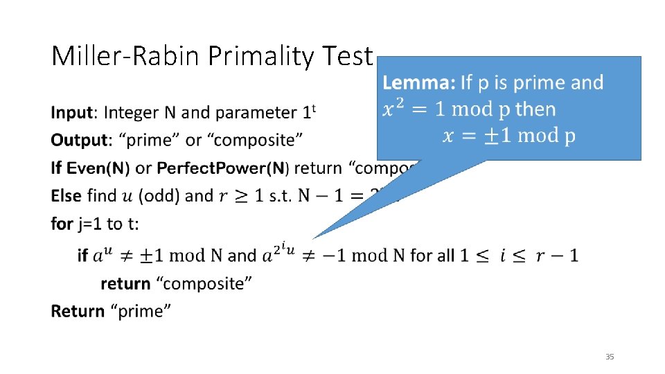 Miller-Rabin Primality Test • 35 