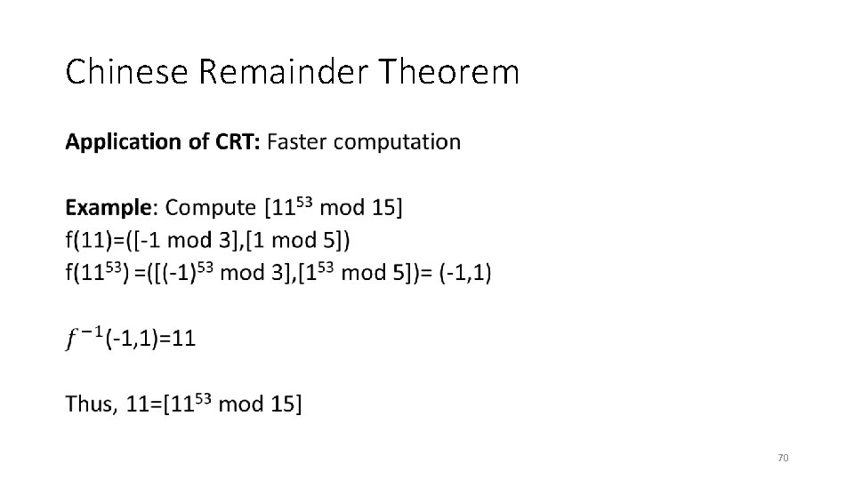 Chinese Remainder Theorem • 70 