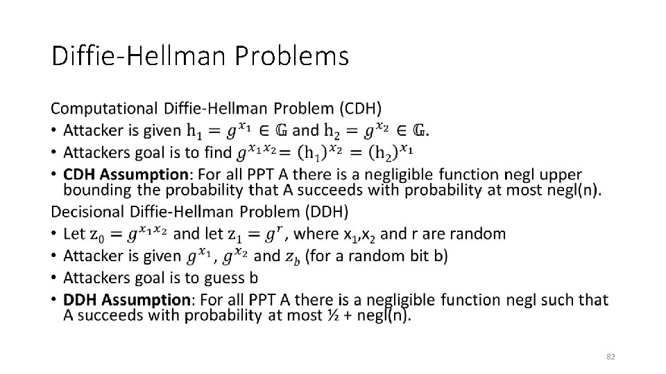 Diffie-Hellman Problems • 82 