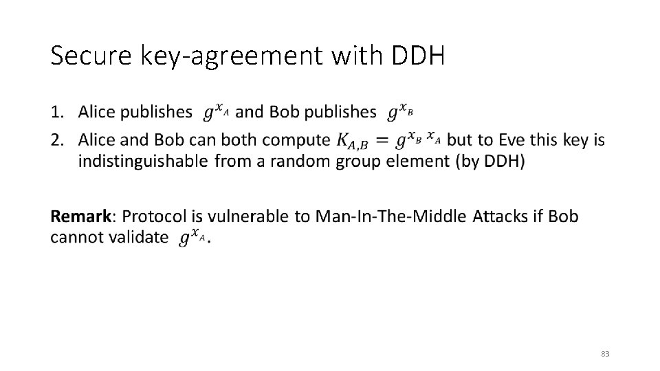 Secure key-agreement with DDH • 83 