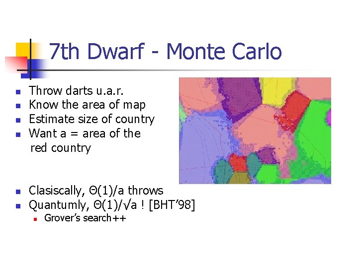 7 th Dwarf - Monte Carlo n n n Throw darts u. a. r.