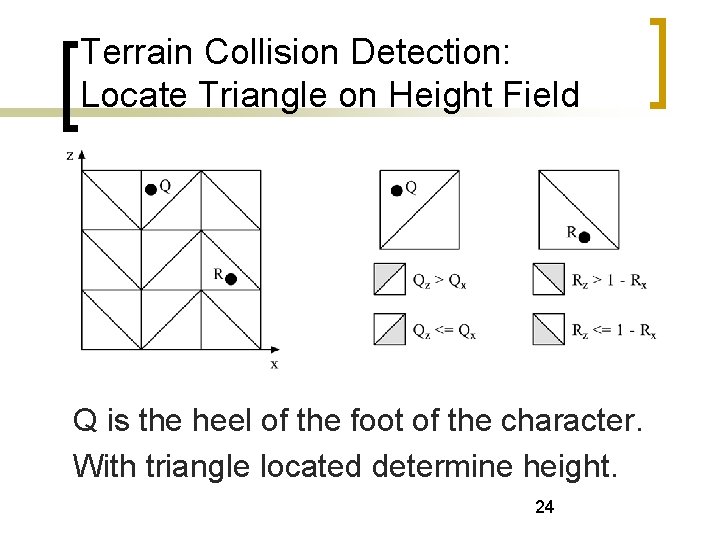 Terrain Collision Detection: Locate Triangle on Height Field Q is the heel of the