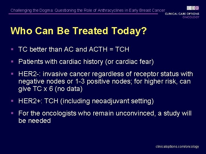 Challenging the Dogma: Questioning the Role of Anthracyclines in Early Breast Cancer Who Can