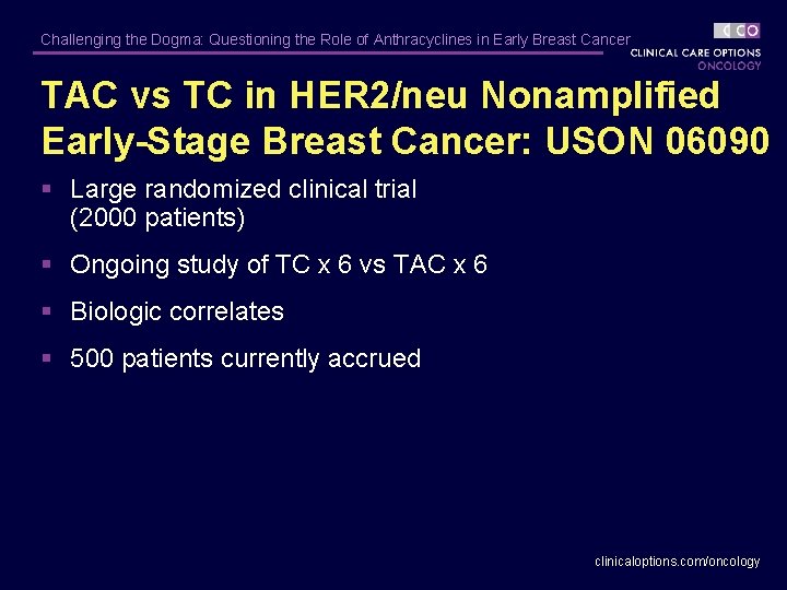 Challenging the Dogma: Questioning the Role of Anthracyclines in Early Breast Cancer TAC vs