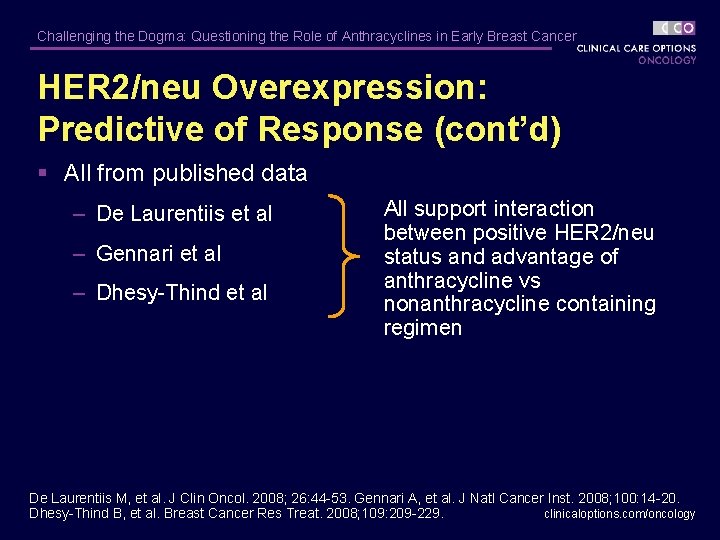 Challenging the Dogma: Questioning the Role of Anthracyclines in Early Breast Cancer HER 2/neu
