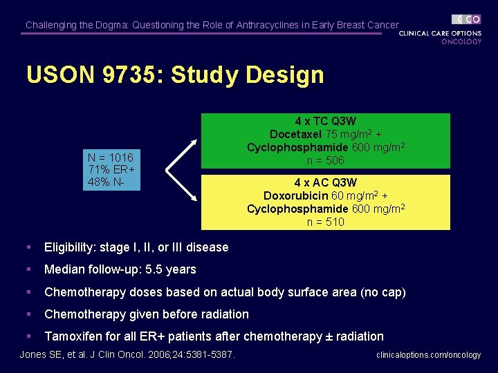 Challenging the Dogma: Questioning the Role of Anthracyclines in Early Breast Cancer USON 9735: