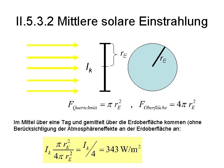 II. 5. 3. 2 Mittlere solare Einstrahlung r. E Ik r. E Im Mittel