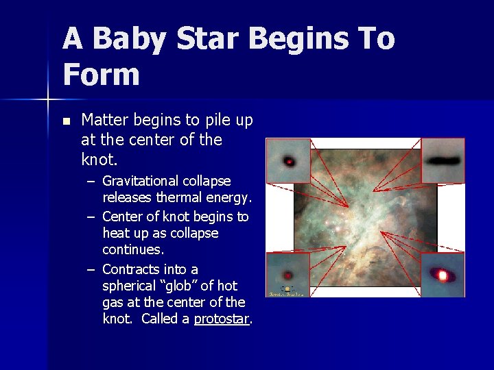 A Baby Star Begins To Form n Matter begins to pile up at the