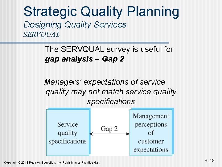 Strategic Quality Planning Designing Quality Services SERVQUAL The SERVQUAL survey is useful for gap