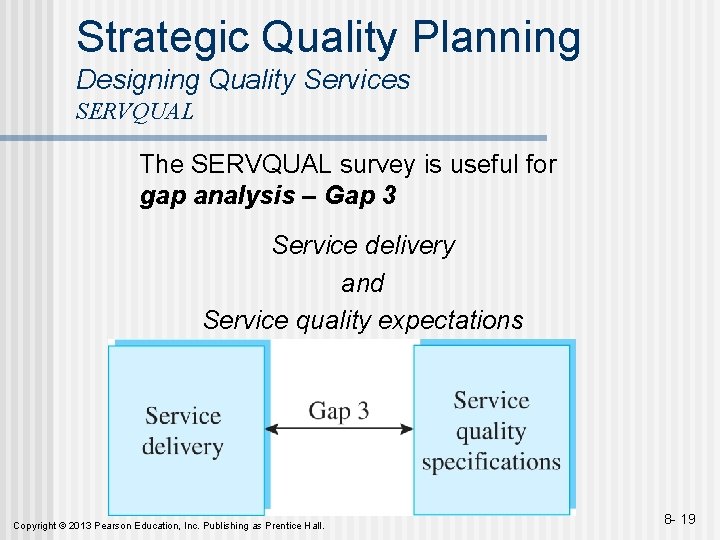 Strategic Quality Planning Designing Quality Services SERVQUAL The SERVQUAL survey is useful for gap