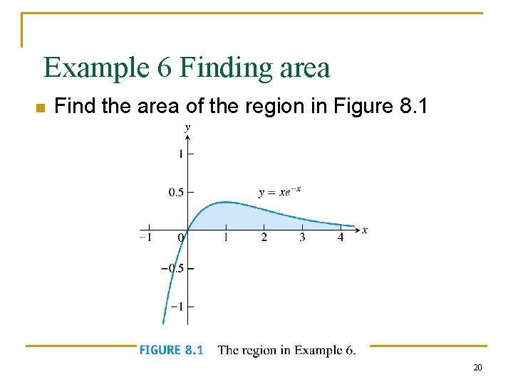 Example 6 Finding area n Find the area of the region in Figure 8. Example 6 Finding area n Find the area of the region in Figure 8.