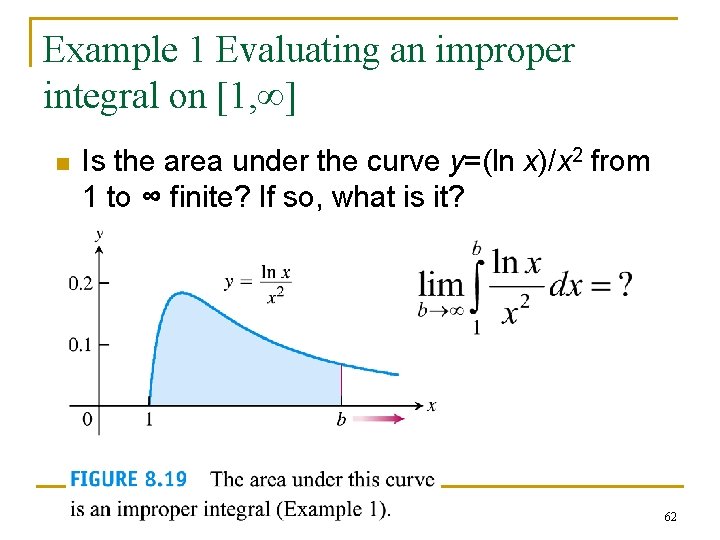 Example 1 Evaluating an improper integral on [1, ∞] n Is the area under