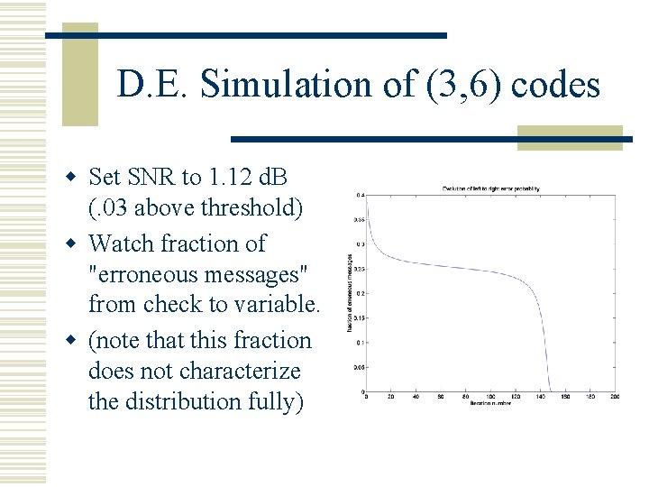 D. E. Simulation of (3, 6) codes w Set SNR to 1. 12 d.