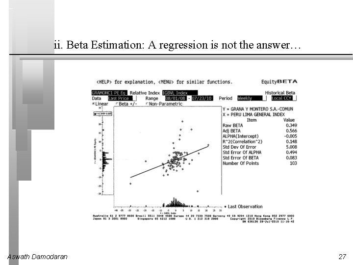 ii. Beta Estimation: A regression is not the answer… Aswath Damodaran 27 