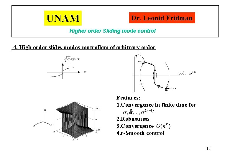 UNAM Dr. Leonid Fridman Higher order Sliding mode control 4. High order slides modes