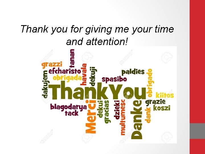 Thank you for giving me your time and attention! Thank you for giving me your time and attention!