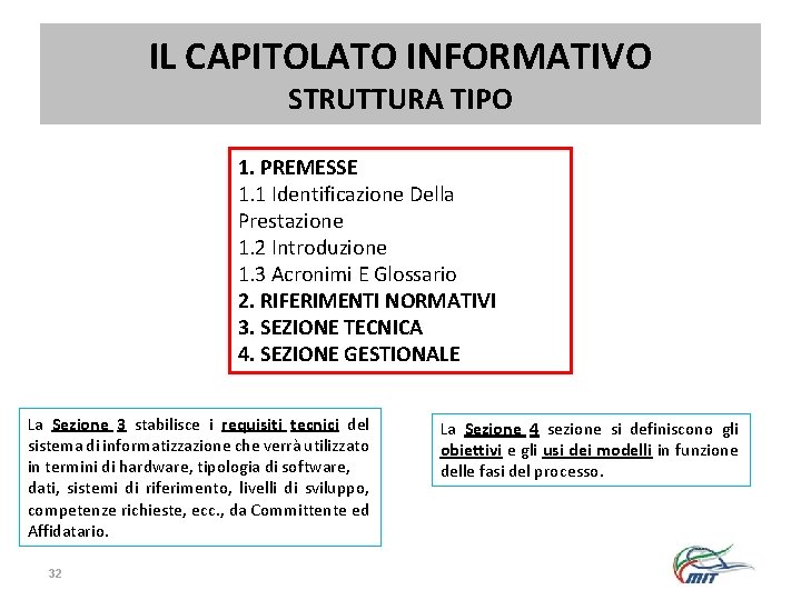 IL CAPITOLATO INFORMATIVO STRUTTURA TIPO 1. PREMESSE 1. 1 Identificazione Della Prestazione 1. 2