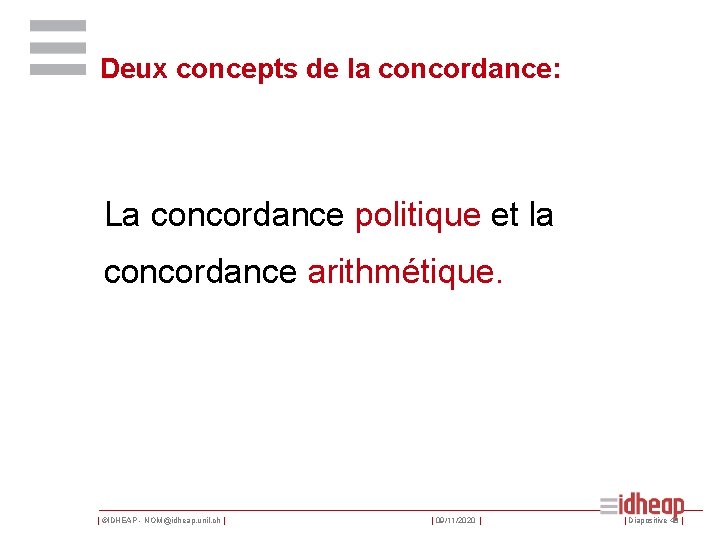 Deux concepts de la concordance: La concordance politique et la concordance arithmétique. | ©IDHEAP