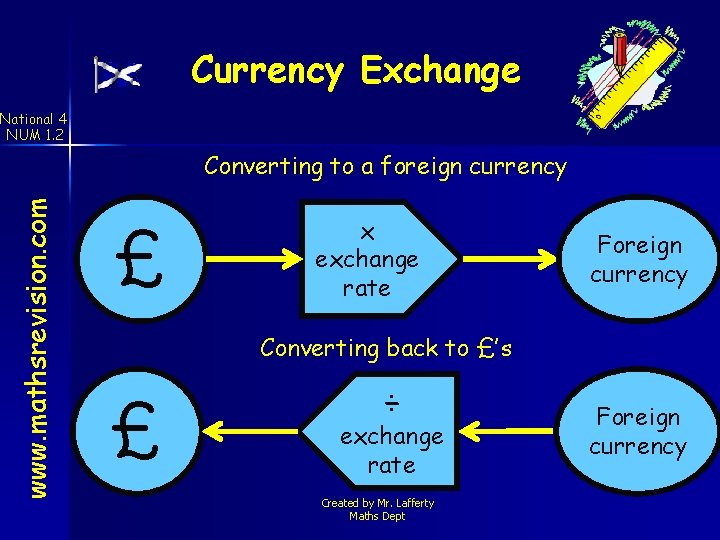 Currency Exchange National 4 NUM 1. 2 www. mathsrevision. com Converting to a foreign
