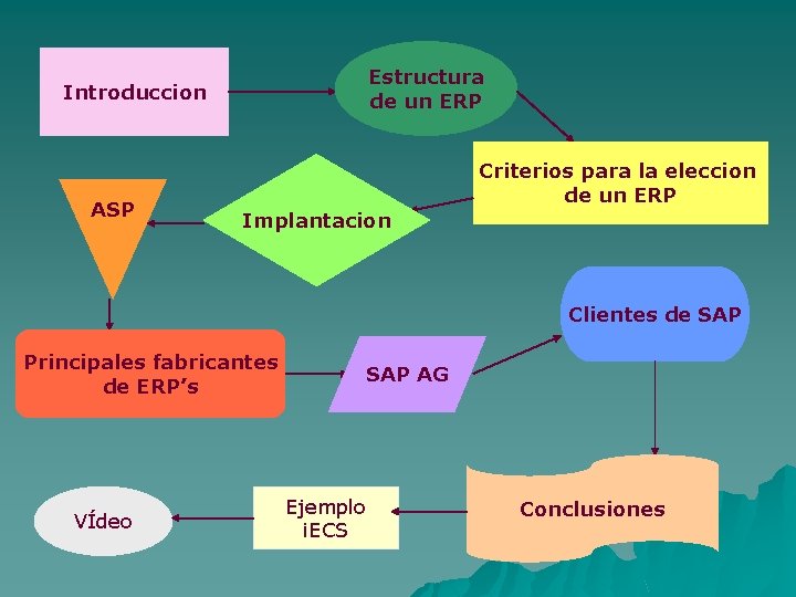 Estructura de un ERP Introduccion ASP Criterios para la eleccion de un ERP Implantacion