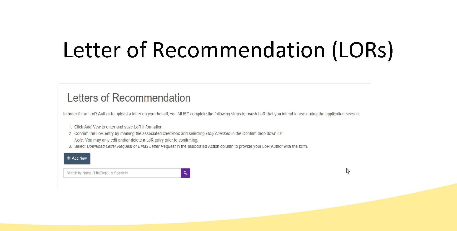 Letter of Recommendation (LORs) 