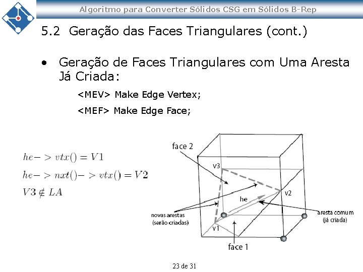 Algoritmo para Converter Sólidos CSG em Sólidos B-Rep 5. 2 Geração das Faces Triangulares