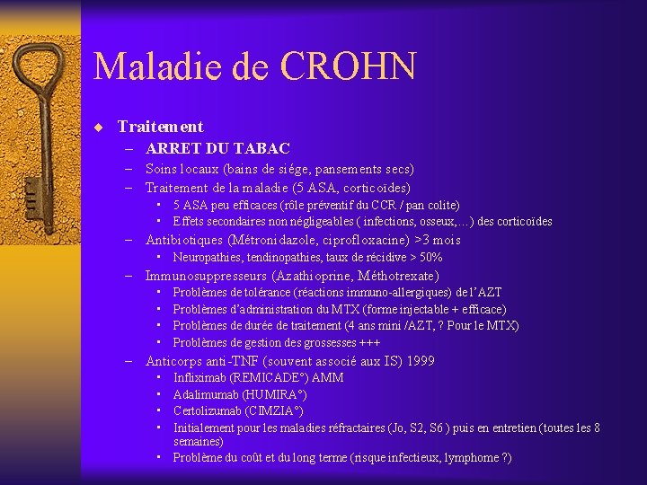 Maladie de CROHN ¨ Traitement – ARRET DU TABAC – Soins locaux (bains de