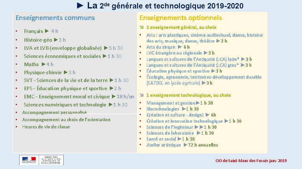 ► La 2 de générale et technologique 2019 -2020 Enseignements communs • Français ►