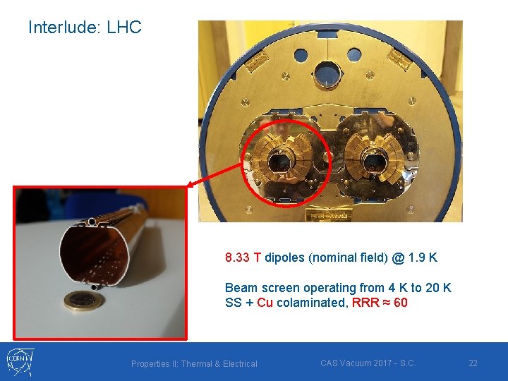 Interlude: LHC 8. 33 T dipoles (nominal field) @ 1. 9 K Beam screen Interlude: LHC 8. 33 T dipoles (nominal field) @ 1. 9 K Beam screen
