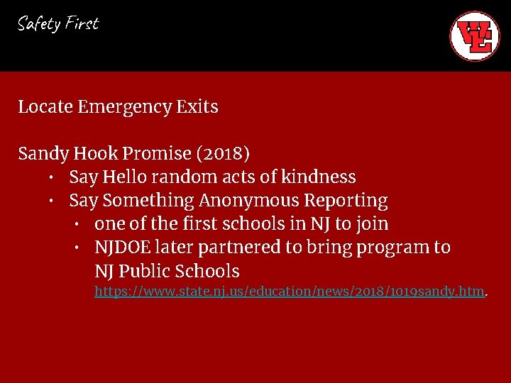 Safety First Locate Emergency Exits Sandy Hook Promise (2018) • Say Hello random acts