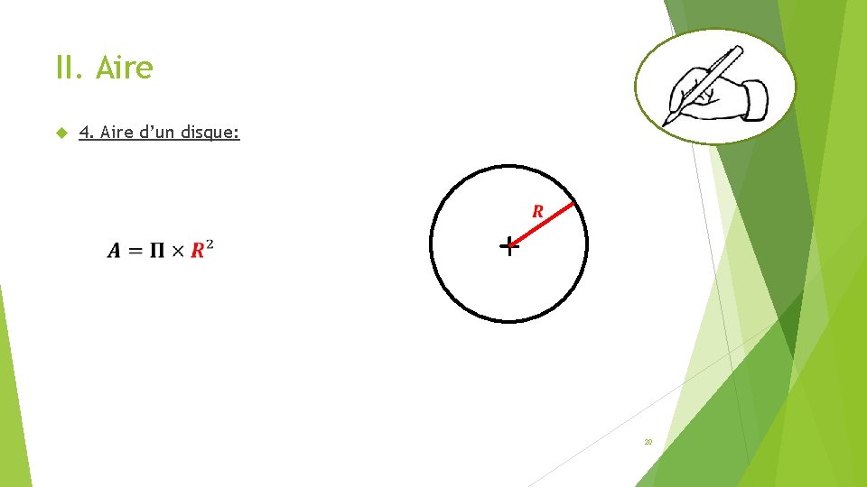 II. Aire 4. Aire d’un disque: 20 