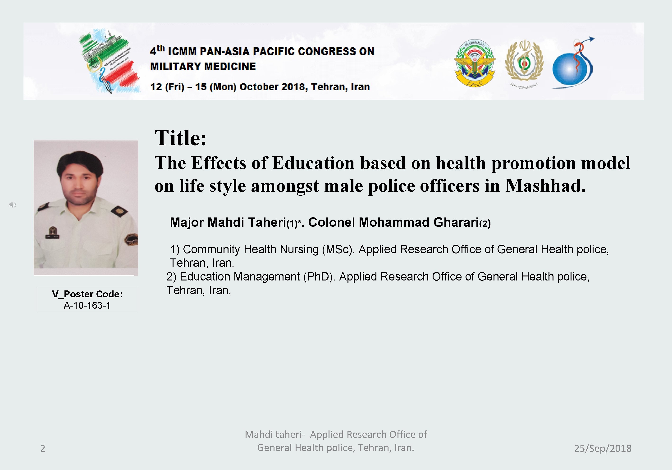 Title: The Effects of Education based on health promotion model on life style amongst