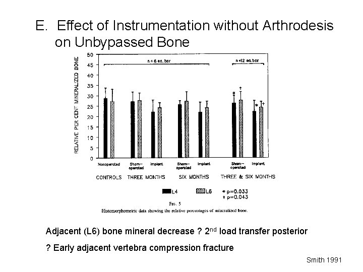 E. Effect of Instrumentation without Arthrodesis on Unbypassed Bone Adjacent (L 6) bone mineral