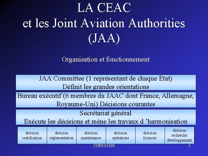 LA CEAC et les Joint Aviation Authorities (JAA) Organisation et fonctionnement JAA Committee (1