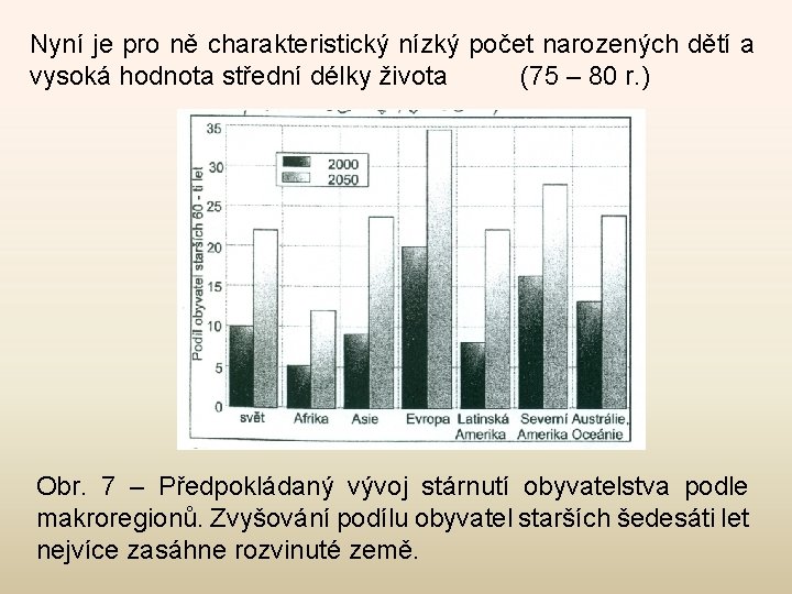 Nyní je pro ně charakteristický nízký počet narozených dětí a vysoká hodnota střední délky