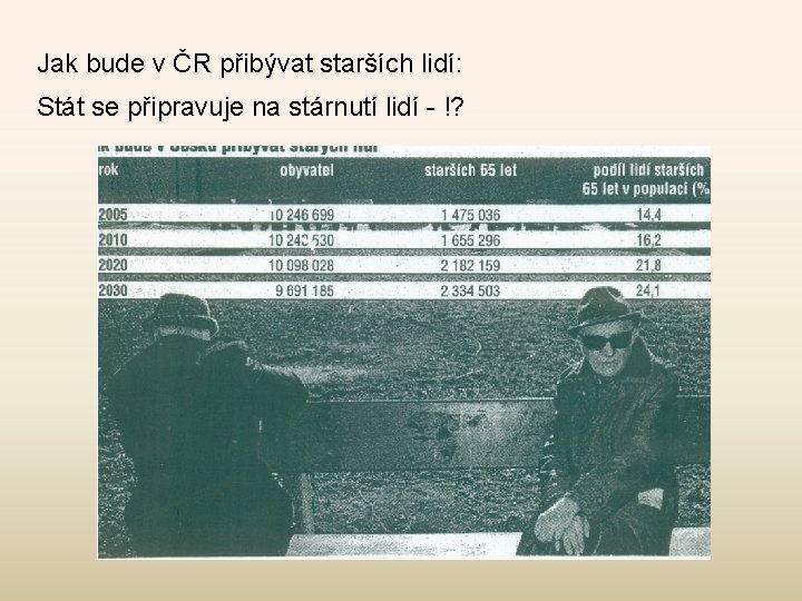 Jak bude v ČR přibývat starších lidí: Stát se připravuje na stárnutí lidí -