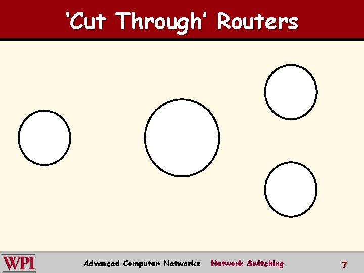 ‘Cut Through’ Routers Advanced Computer Networks Network Switching 7 