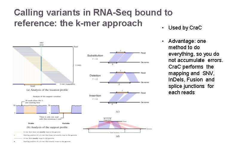 Calling variants in RNA-Seq bound to reference: the k-mer approach • Used by Cra.