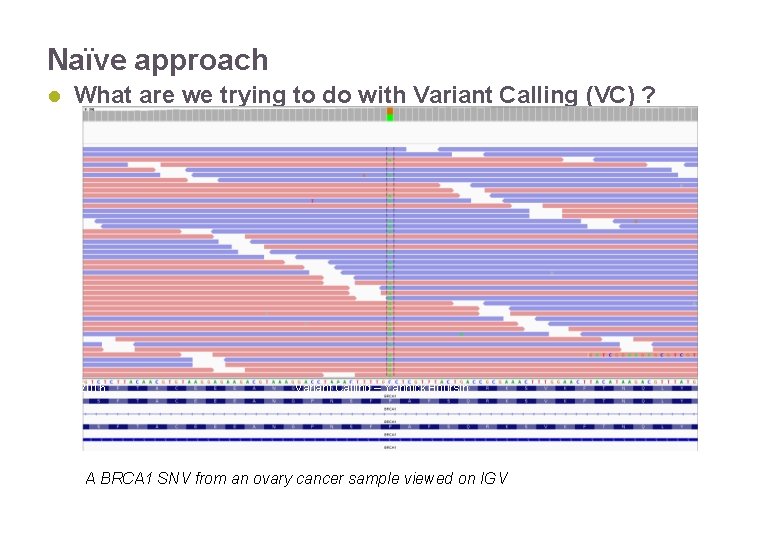 Naïve approach What are we trying to do with Variant Calling (VC) ? 22/11/2016