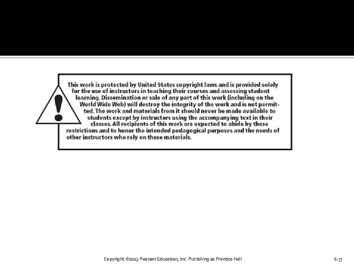Copyright © 2013 Pearson Education, Inc. Publishing as Prentice Hall 6 -37 